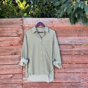 Reformation Oversized Sage Stripe Shirt Size S